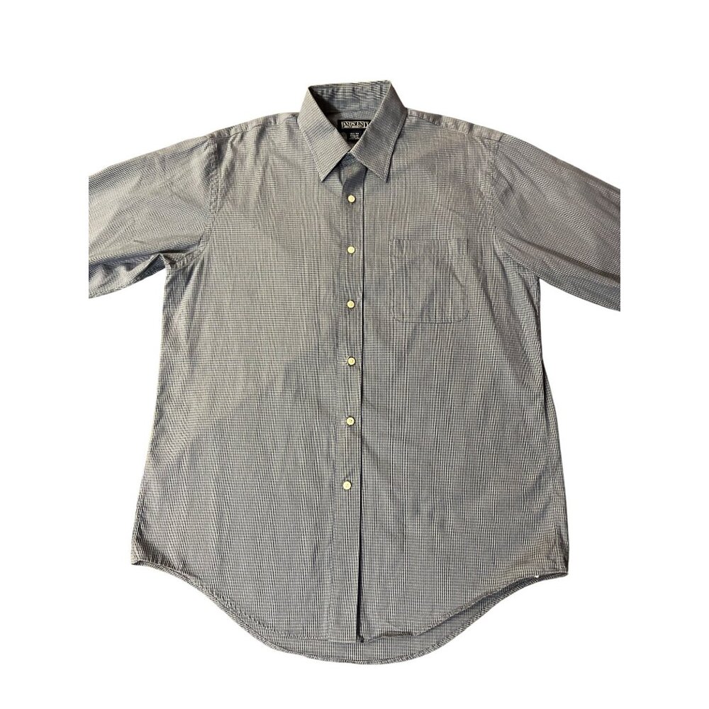 Lands’ End Men’s 15.5 33 Dress Shirt Blue Yellow Plaid Cotton Button Front Used - Picture 5 of 12